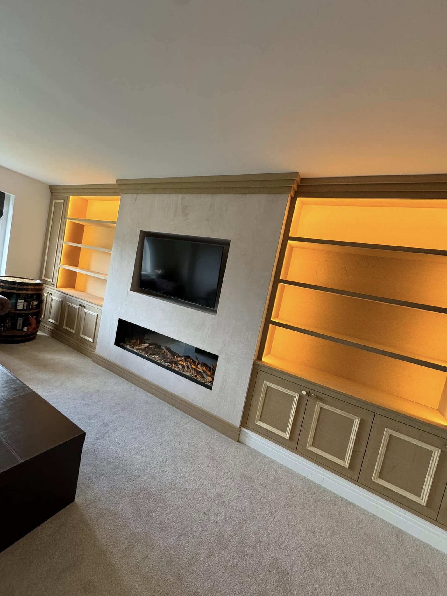 Media wall lighting installation